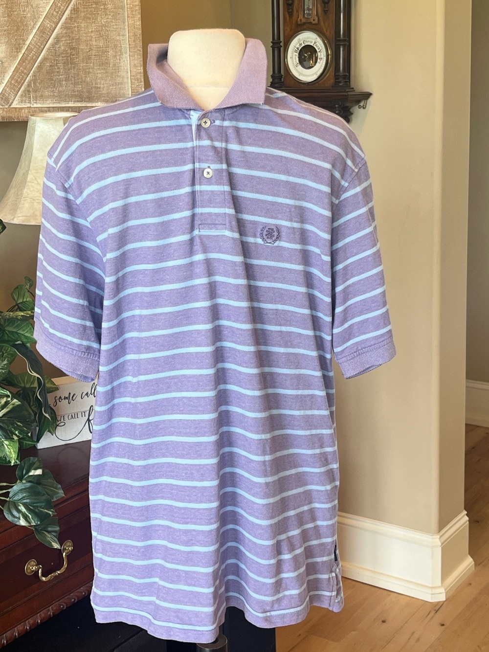 Izod Men’s Lavender & Baby Blue Striped Polo